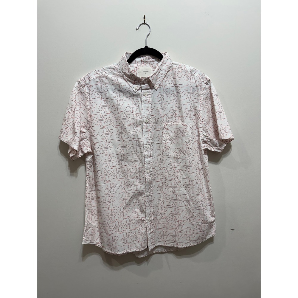Billy Reid Mens S/S Tuscumbia Shirt White Coral Abstract Print Size L 102-1483
